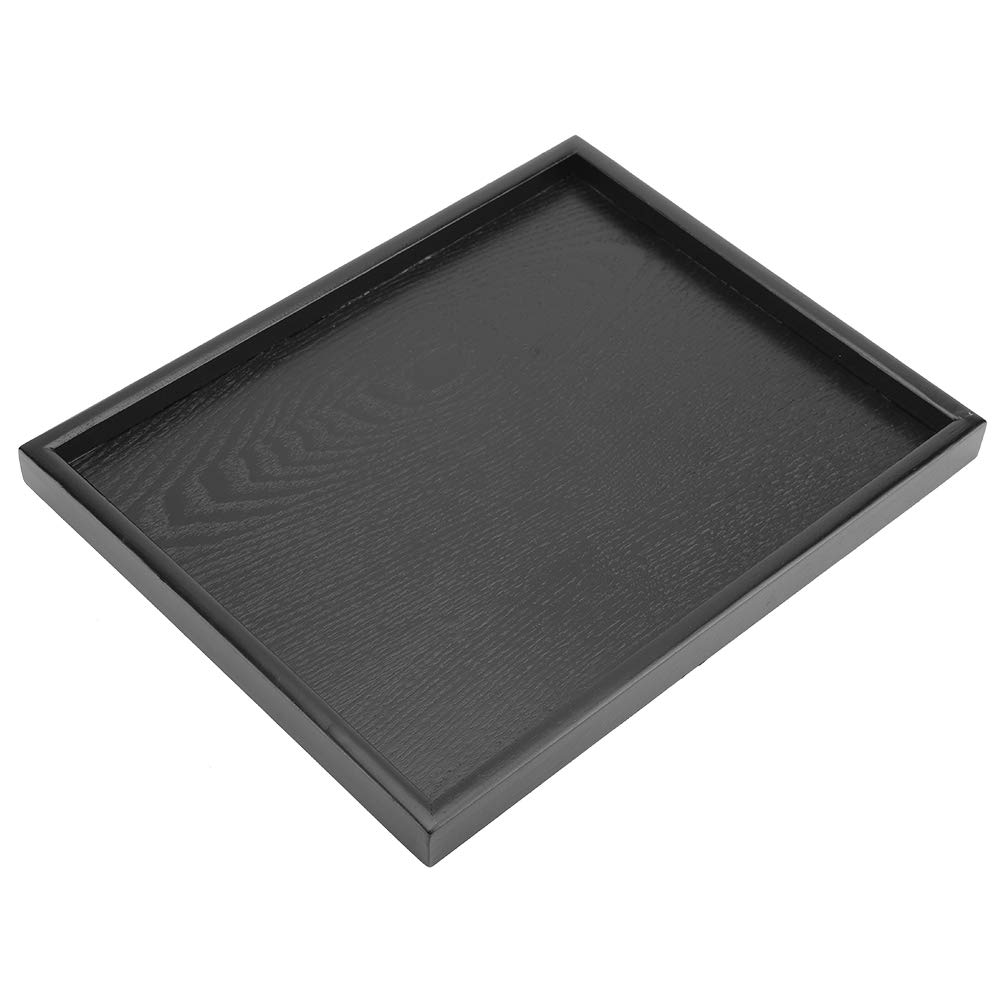 Greensen Rectangular Black Wooden Tray, 30 x 24 cm, Modern, Raised Edges, Perfect for Food & Beverages