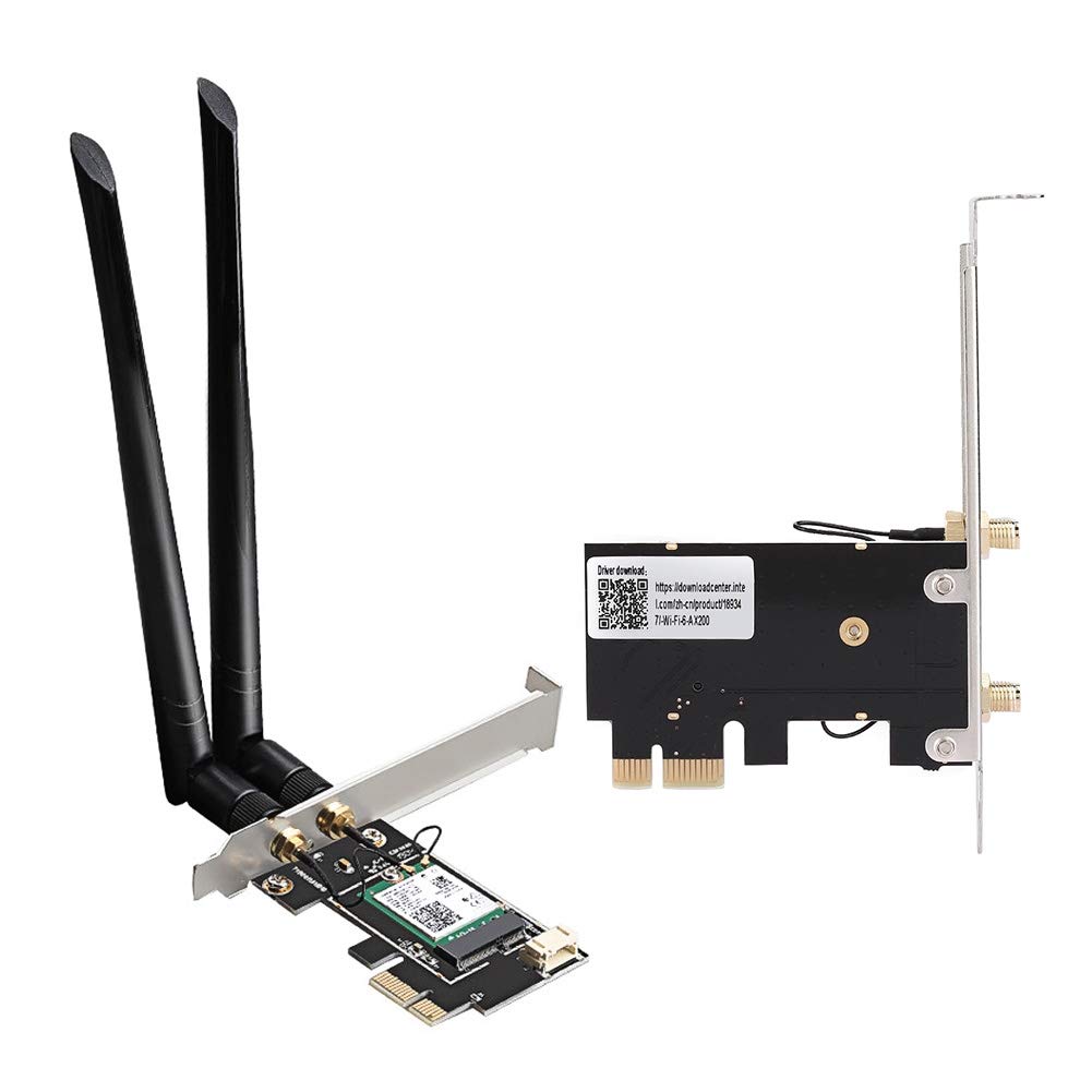 Fyearfly Tarjeta de red de antena dual, WiFi inalámbrica de 6ª generación, aumenta la velocidad y la estabilidad, compatible con Inel AX200, fácil configuración, conectividad mejorada