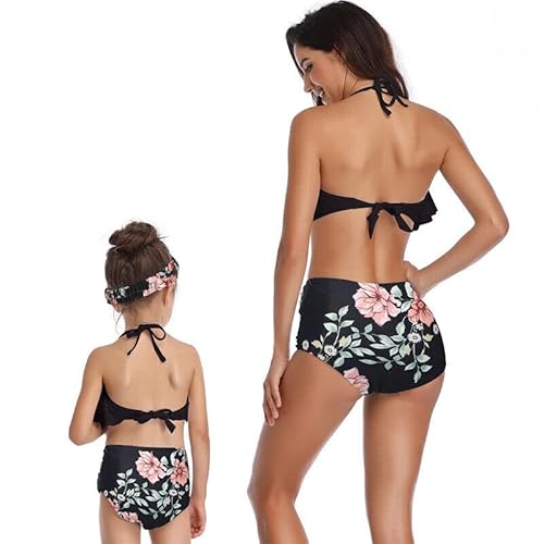 Girls Two Piece Swimsuit Toddler Falbala High Waisted Mother Daughter Bathing Suit Baby Halter Tankini Bikini Swimwear #TOP4
