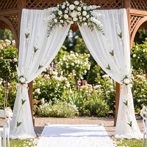 8PCS White Delphinium Artificial Flowers Snapdragon Artificial Silk Flowers 29" Long Stem Hyacinth Fake Flowers for Wedding Table Centerpieces Home Garden Outdoor Flower Arrangemen image 1