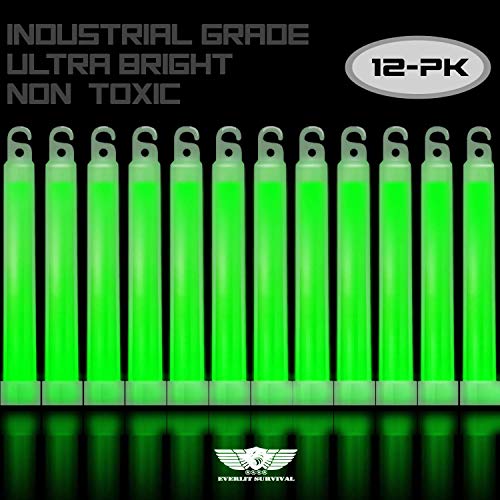 EVERLIT-Survival-Emergency-Glow-Sticks-6-Inches-Light-Sticks-for-First-Aid-Kit-Survival-Kit-Camping-Hiking-Outdoor-Disasters-Emergencies-Up-to-12-Hours-Duration-12-Pack-Green