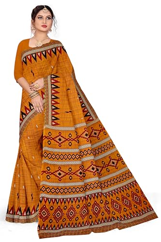 Image of TAMAIRA FASHION Mulmul Pure Cotton Saree For Woman Sambalpuri Printed |Office Wear Daily Wear Sarees For Women Without Blouse Piece (Available in 10 Colours)