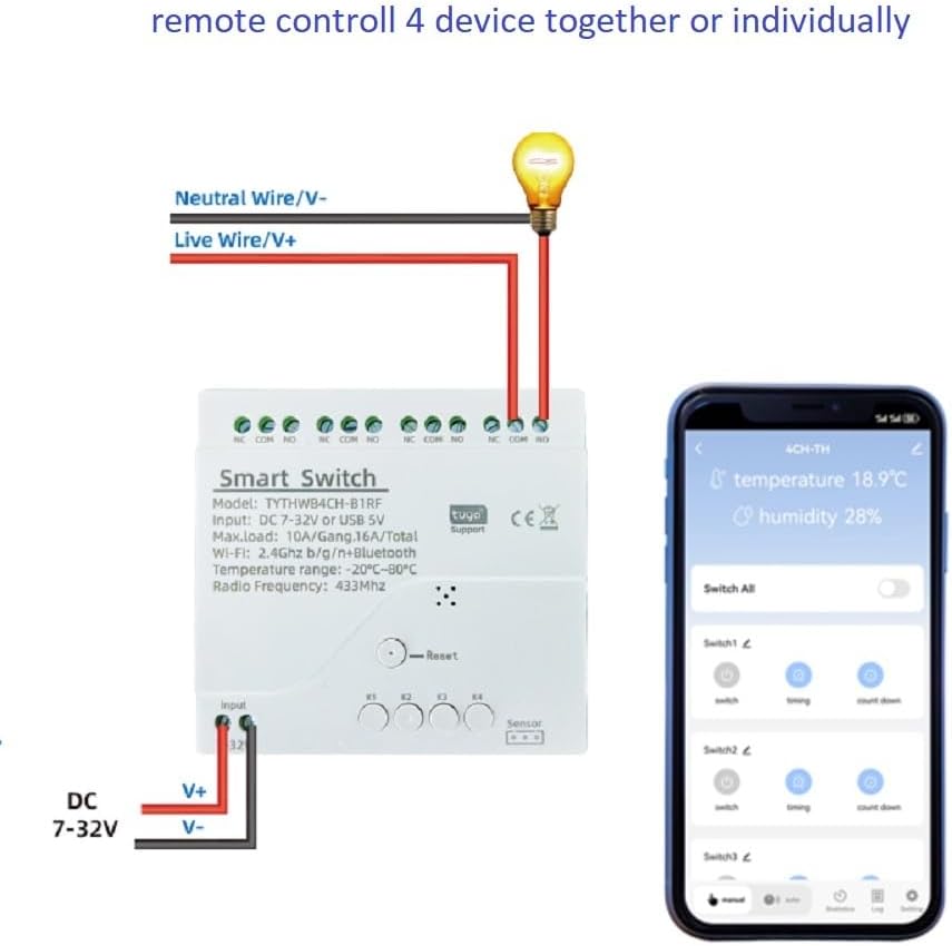 MHCOZY Dry Contact Tuya Smart Relay Switch with Temperature and Humidity Monitoring, WiFi Thermostat Controller Compatible with Alexa 5 51wYSEYVbRL. AC SL1000