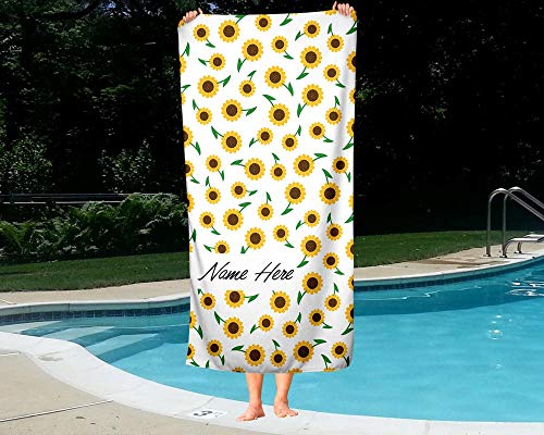 Personalized Sunflower Towel For Kids - Custom Flower Travel Beach Pool And Bath Towels For Adults Toddler Baby Boys Girls #TOP2