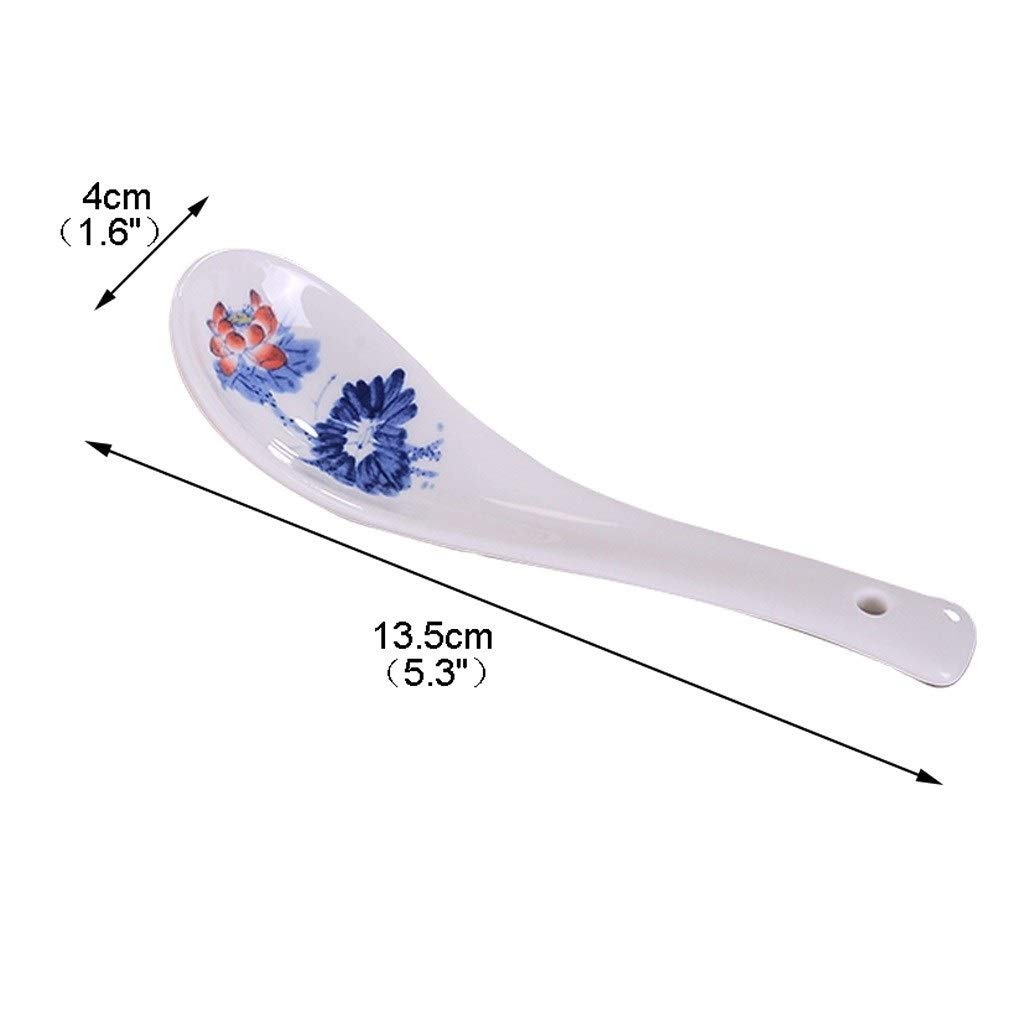 cuillère 7 Pièces cuillère en céramique avec motif Blue Design Tea Spoons, cuillères, Dessert Cuiller Cuillère asiatique, 5,3 pouces de long cuillère à soupe