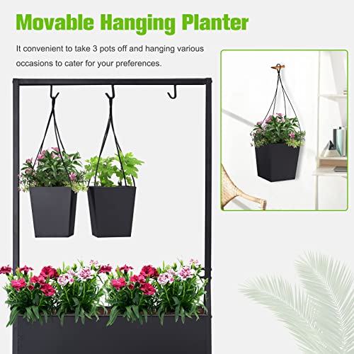 Kintness Elevated Garden Bed With 3 Pack Hanging Planters Outdoor Raised Planter Box On Wheels For Vegetables Flower Herb Garden Patio Decor #TOP4