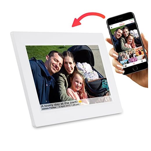 Feelcare 10 Inch Smart WiFi Digital Photo Frame with Touch Screen, IPS LCD Panel, Built in 8GB Memory, Wall-Mountable, Portrait&Landscape, Instantly Sharing Moments(White)