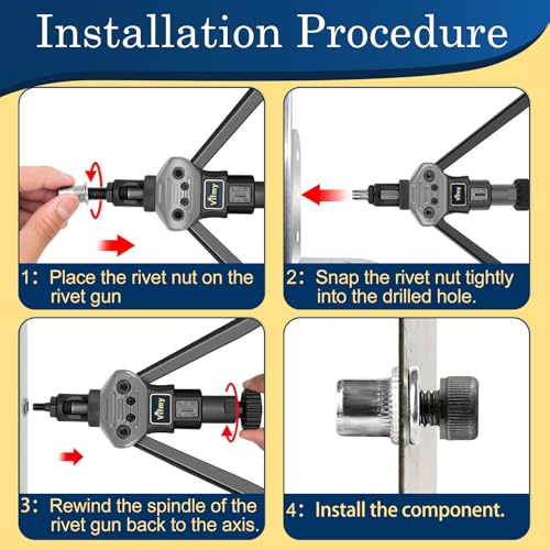 Image of 8-32 UNC Rivet Nut, 100Pcs 304 Stainless Steel Flat Head Rivnut Threaded Insert Nutsert