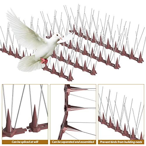 Bird Spikes,16 Pack Stainless Steel Bird Spikes, Bird Repellent Devices Outdoor, Bird Deterrent Spikes For Pigeons And Other Animals, For Garden Fence And Wall #TOP1
