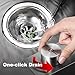 QruiLanTu New 3-1/2 '' Kitchen Sink Drain Kit with Control Button Sink Drain Basket 304 Stainless Steel SinkStrainer Stopper Keeping Hands Dry and Clean Sink Drain Assembly