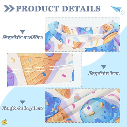 Ice Cream Pattern Blue Girl Bathing Suit UV Protection Activees Swimwear Beach Tops 3T3