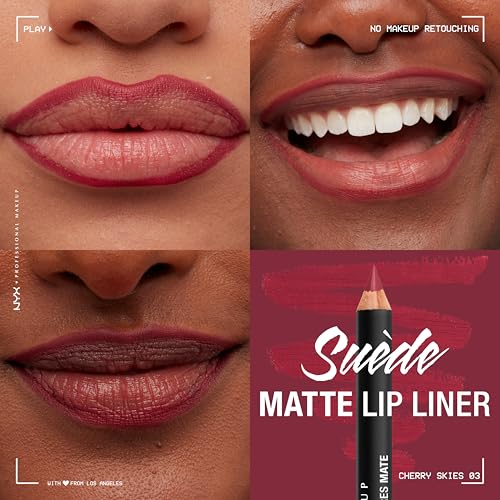 Image of NYX PROFESSIONAL MAKEUP Suede Matte Lip Liner, Velvety-Smooth, Long-Lasting Formula For A Defined Lip Makeup Look - Cherry Skies (Red)