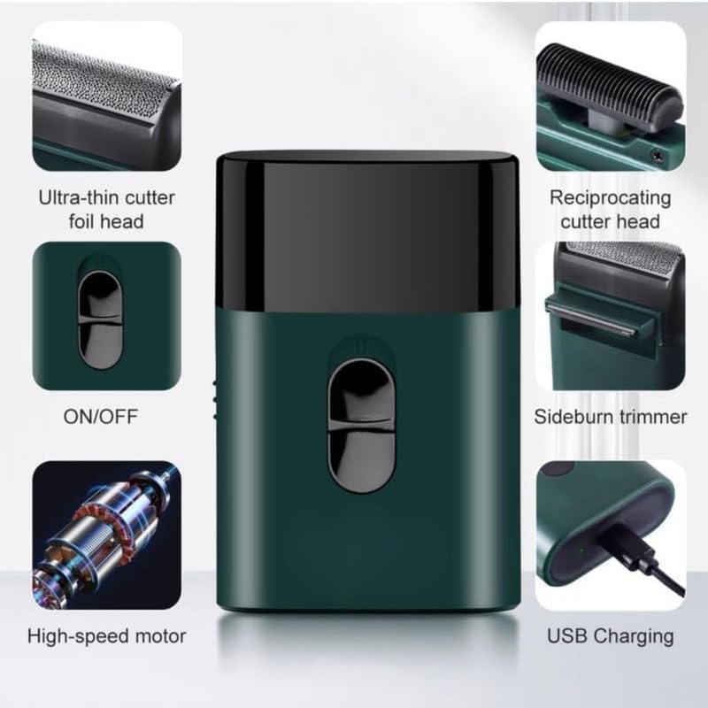 Image of Drumstone (𝟏0 𝐘𝐞𝐚𝐫𝐬 𝐰𝐚𝐫𝐫𝐚𝐧𝐭𝐲) Men's Professional Electric Ultra-Thin Shaver - Rechargeable Beard Trimmer & Face Razor with Reciprocating Blade, USB Charging for Home & Travel Grooming
