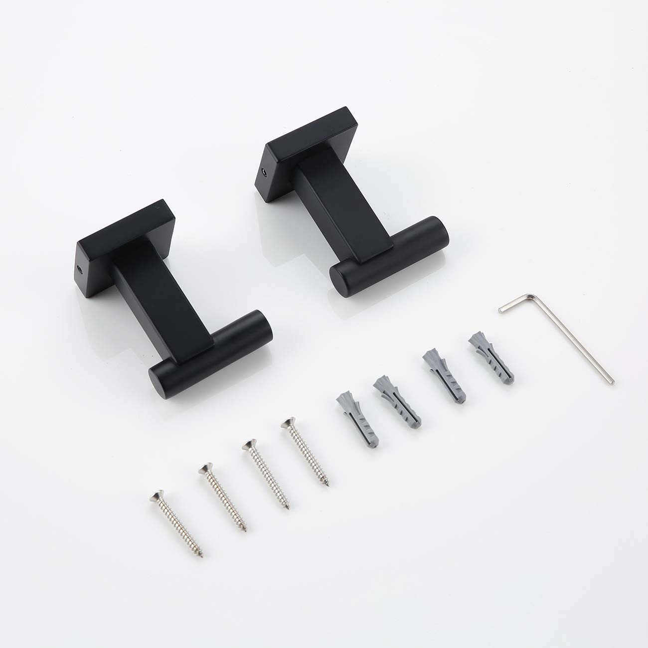 Miyili Matte Black Towel Hook SUS 304 Stainless Steel Wall Mounted Coat/Robe Clothes Hook for Bath Kitchen Garage (2 Pack), B02B2