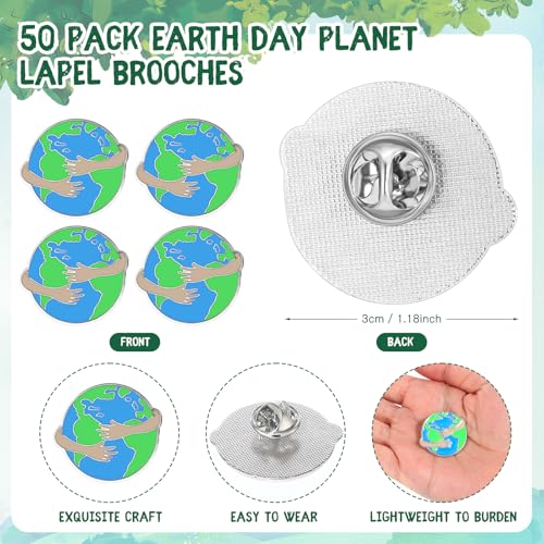 Image of Landical Earth Day Pins Thank You Gift Earth Day Lapel Brooches with Card Organza Bag for National Green Week Party Favor