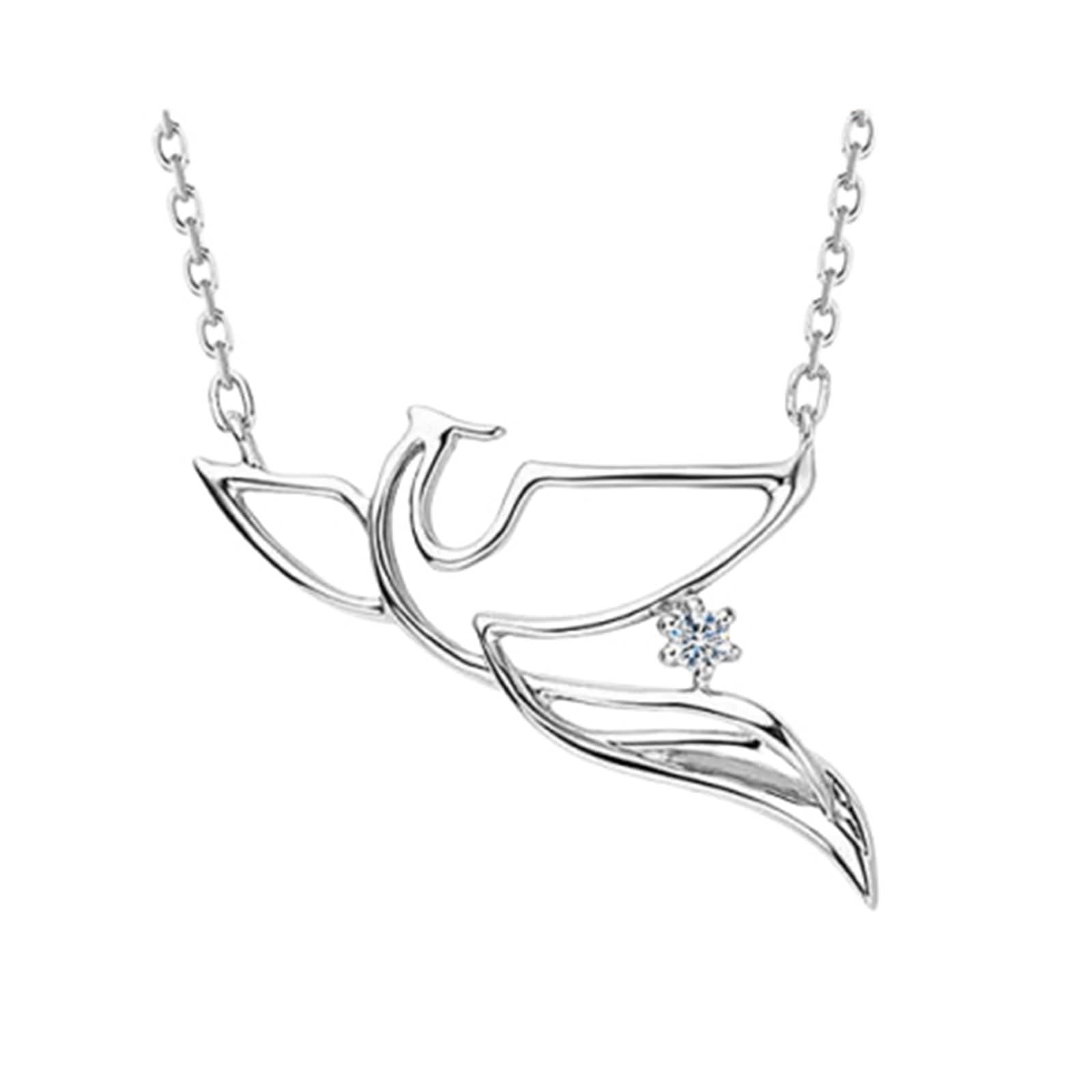 Collana da donna con ciondolo, collana lunga alla moda, con diamante bianco, 9 K/14 K/18 carati