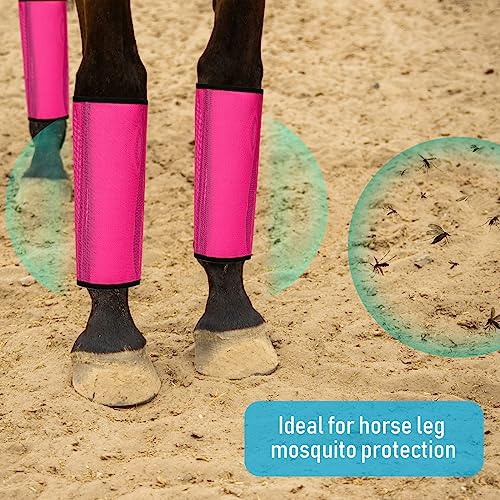 Image of Sweetude Set of 16 Mesh Fly Boots for Horse Breathable Mesh Horse Boots Protective Leg Wraps for Preventing Flies and Mosquitoes Bites(Orange, Pink, Blue and Dutch Green,)
