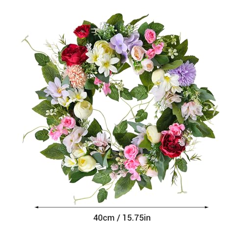 Corona de eucalipto artificial de 40 cm que decora sin marchitarse 7