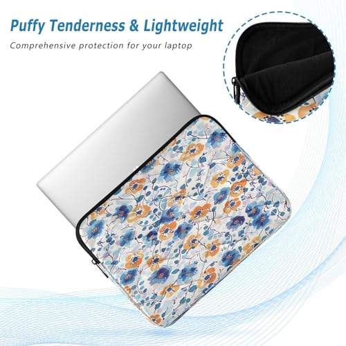 Funda para portátil 13-14 pulgadas con flores acuarela naranja miniatura 5