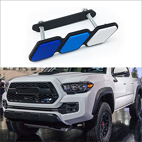 Image of Tri-Color Grille Badge Emblem Decoration Accessories Car Truck Label Compatible for Tacoma 4Runner Tundra Sequoia Rav4 Highlander (Dark Blue /Sky Blue /White)