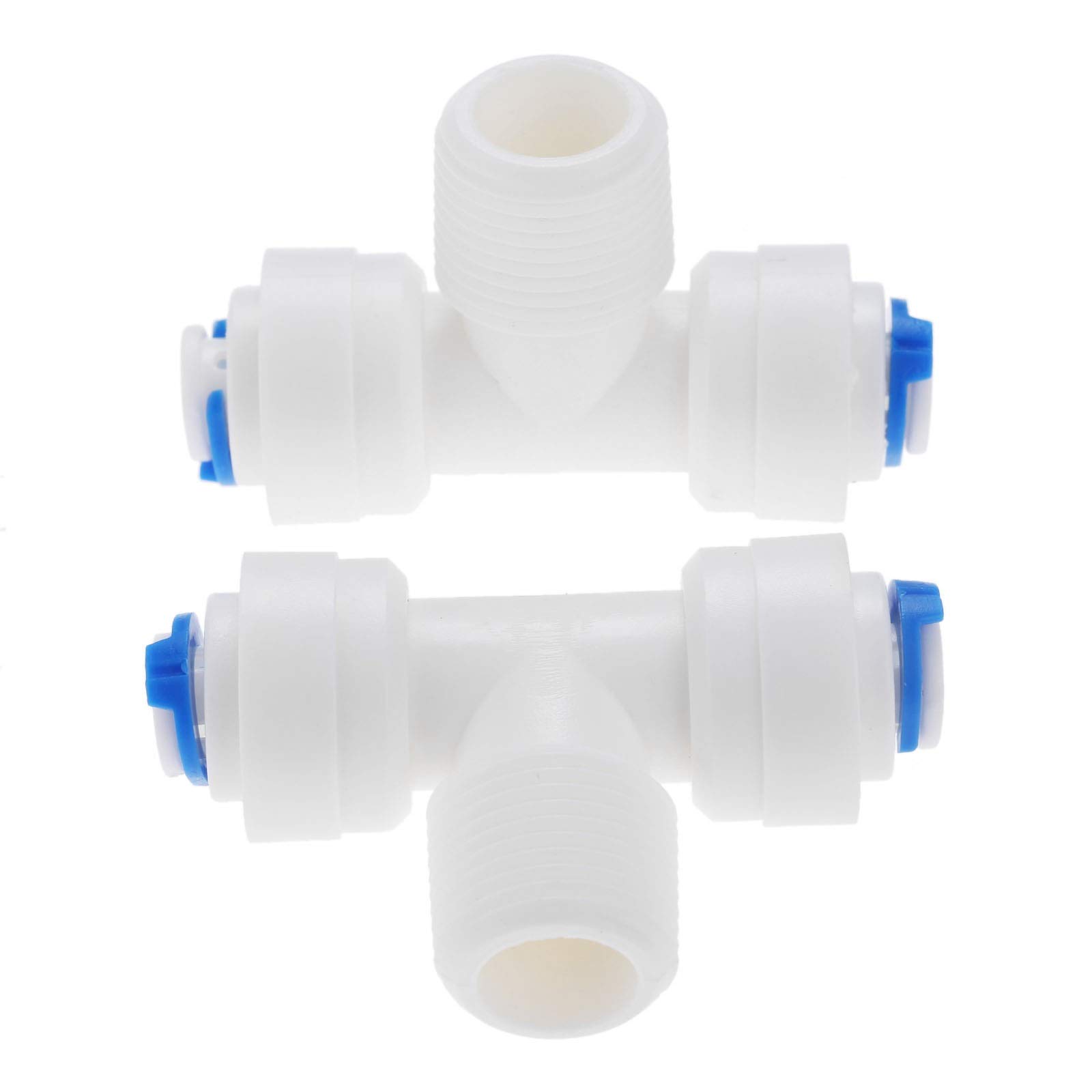Conexión de Manguera, jardín rápida 2 Piezas tubería ósmosis inversa T en Forma 1/4 Adaptador Conector Acoplamiento plástico 3/8