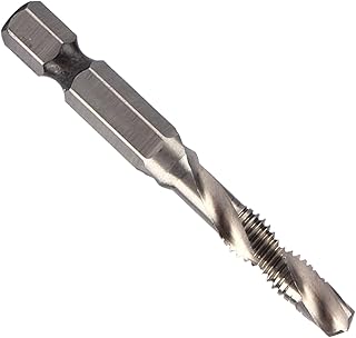 Metric Tap Set, M6 HSS 1/4 Hex Shank Drill Machuelos para Hacer Roscas A Metal 1/4 Tap with Self Centering Split Point for Drilling, Tapping and Cutting of Soft Metals,