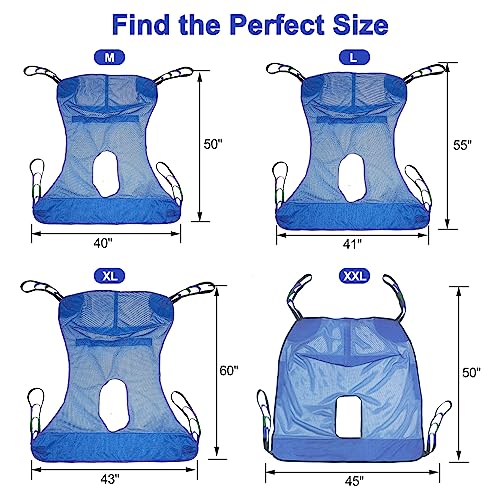 Universal Full Body Mesh Lift Sling with Commode Opening,Polyester Slings for Patient Lifts -Compatible with Hoyer, Invacare, McKesson, Drive, Lumex, Medline, Joerns (2X-Large) - Image 6