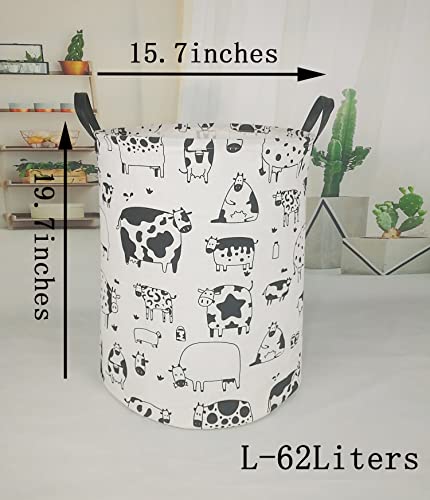 Kunro Large Storage Basket Toy Box Bin Laundry Bag Foldable Hamper Clothes Kids Gift Organizer Chest Waterproof Coating Organizer Dorm Nursery Home(Cow) #TOP1