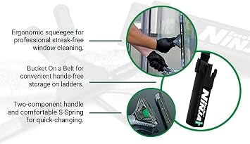 UNGER Commercial ErgoTec Advanced Window Cleaning Ninja 4-in-1 Kit WNK12 | Professional indoor/outdoor window cleaning; WNK12 advanced kit; complete 4-piece system
