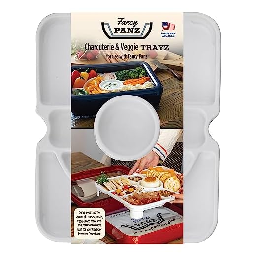 Fancy Panz Charcuterie Veggie Trayz - 9 Raised Compartments - Fits Classic/Premium Fancy Panz Elevated Food Serving Tray - Portable Charcuterie Board with Lid - Made in The USA Hosting Essentials
