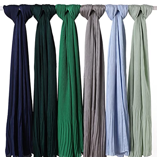 XYGJZ 2pcs Set Scarves Women Chiffon Summer Solid Color Shawls Headband Hijabs Scarf Pleated Crinkled Satin Wrap4