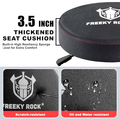 Rolling Shop Stool with Wheels, Heavy Duty Garage Work Mechanic Stool with Backrest, Adjustable Height 360°Swivel Rolling Chair with Tool Tray Storage, 330 LBS Capacity, Red