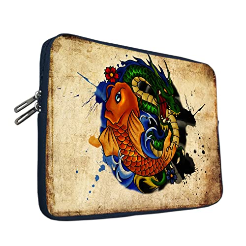 Image of Theskinmantra Fish vs Dragon Chain top Laptop Sleeve for Screen Size 13 /13.3 inches Any Brand Laptop /MacBook 13 inch.