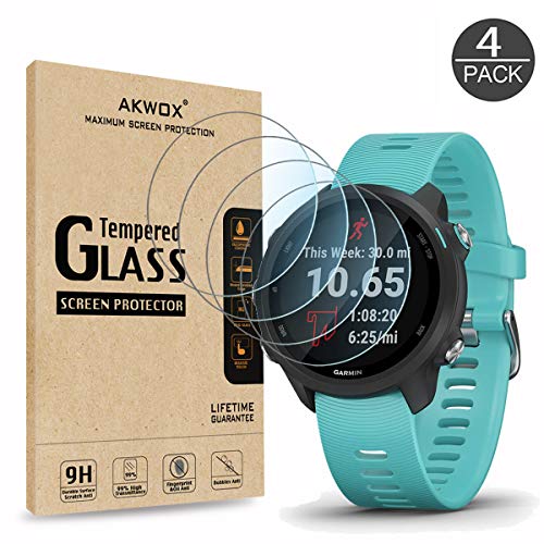 (Pack of 4) Tempered Glass Screen Protector for Garmin Forerunner 245/245 Music, Akwox
