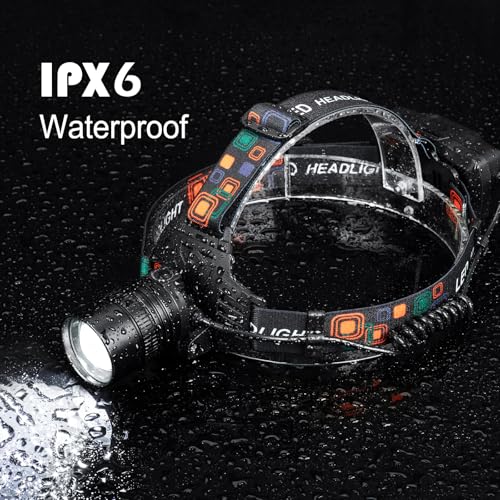 Dual Pack Rechargeable Headlamp with 990000 Lumens and Long Battery Life for Outdoor Activities