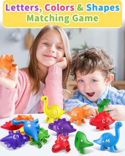 Image of BeFunky 26PCS Dinosaur Alphabet Learning Toys for Toddlers Kids, Montessori Educational Toys Gifts for 3 4 5 Year Old Boy Girl, Preschool Toddler Travel Activities, Double Sided ABC Matching Game