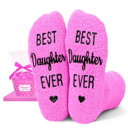HAPPYPOP Best Daughter Ever Gifts - Daughters Socks, Daughter Gifts from Mom Dad, Mothers Day Socks