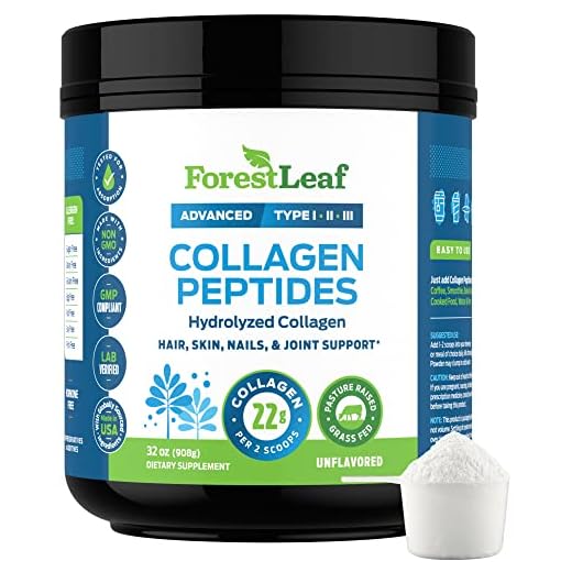 ForestLeaf Advanced Hydrolyzed Collagen Peptides – Type 1, 2 and 3 Unflavored Protein Powder - Pasture Raised, Grass Fed - Anti-Aging, Joint, Skin, Hair and Bones Formula - 2 LBS, 80 Servings
