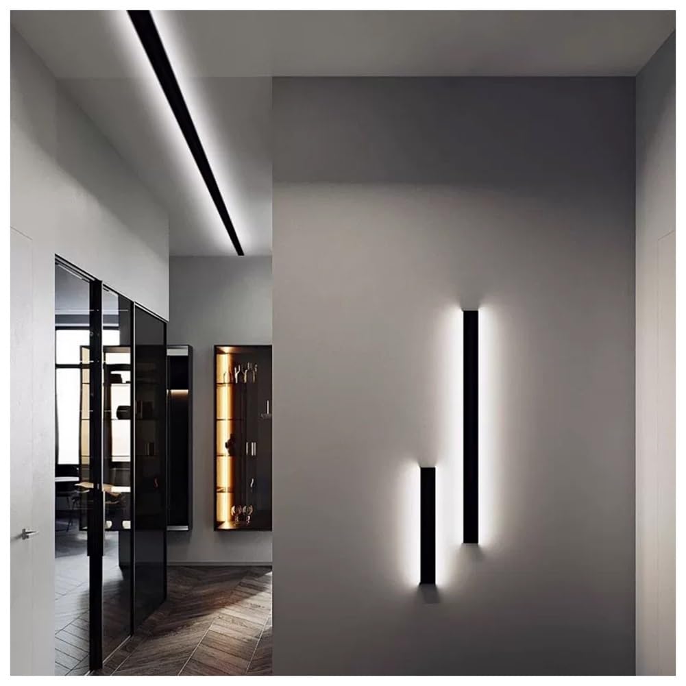 exproyzk Lámpara De Pared Moderna De 39 Pulgadas para Porche Y Patio | Lámpara de pared alargada de aleación de aluminio con sensor de movimiento, para escaleras, garaje y puerta de entrada
