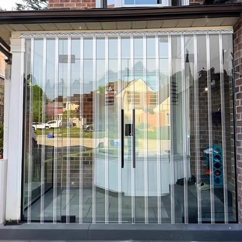 Cortinas de PVC para puertas, cortinas colgantes transparentes para congeladores y balcones, tiras de puerta de PVC duraderas para una separación cómoda y fácil acceso