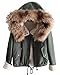 Produktbild Minetom Damen Warm Verdicken Winterjacke Mantel Mit Plüsch Kapuze Winddicht Tasche Tunnelzug Kurze Parka Gezeichnet Jacke Outerwear Grün DE 34