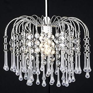 Klass Home Teardrop Acrylic Light Shade | Ceiling Light Shade | Lamp Shade | Chandeliers Ceiling Light | Chrome Finish Pendant Light Shade for Living Room Light Shades Ceiling Bedroom Kitchen Hallway