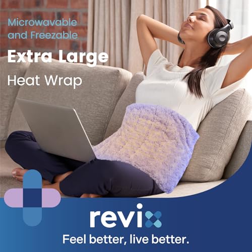 Image of REVIX Extra Large Heating Pad Microwavable for Back with Moist Heat, Microwave Heated Wrap for Full Back, Neck Shoulder and Muscles, Rose Velvet XXL Rice Bean Bag