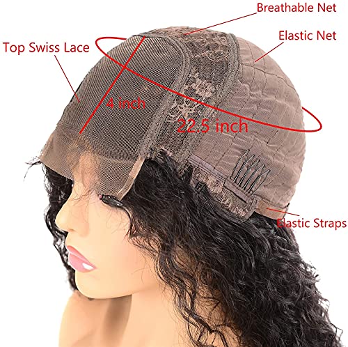 XZGDEN-Hair-Replacement-Wig-Wig-4x4-Lace-Front-Loop-Hair-Brazilian-Glueless-Wig-Top-Swiss-Lace-with-Baby-Hair-Human-Hair-20-InchesPastel-Wavy-Wig-Color-K-Size-35-cm