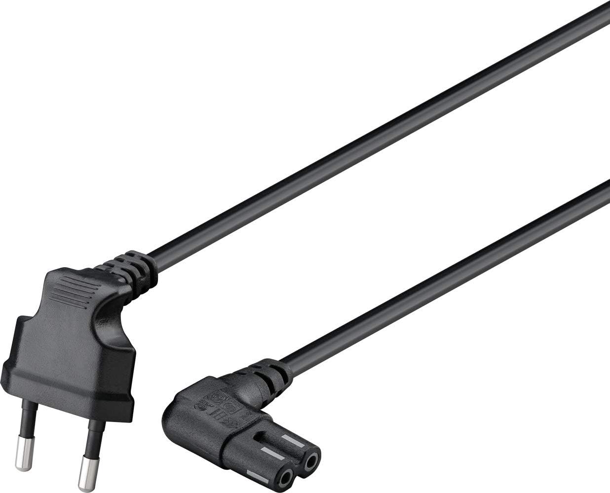 2m Netzkabel Mit Tretschalter Für Lampen – 2-polig, Eurostecker, Schwarz, Für Tisch-/Stehleuchten