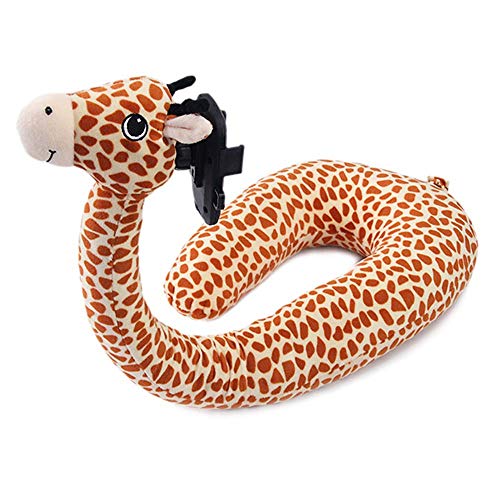 Preisvergleich Produktbild RENJIANFENG Einstellbare Orange Giraffe Travel Nackenkissen, U-Förmige Stützkissen, Mit Flexiblem Schwanenhals-Handyhalter, Für Schlafstütze, Flugzeugauto Und Zu Hause
