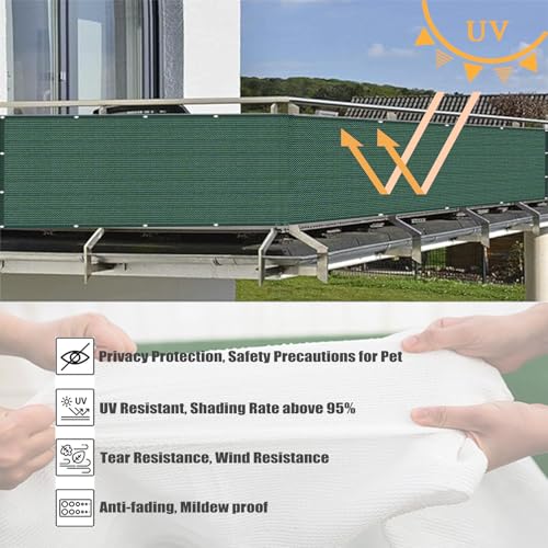 Ecran de Balcon Brise-Vue 130 x 510 cm Résistant Durable Vert