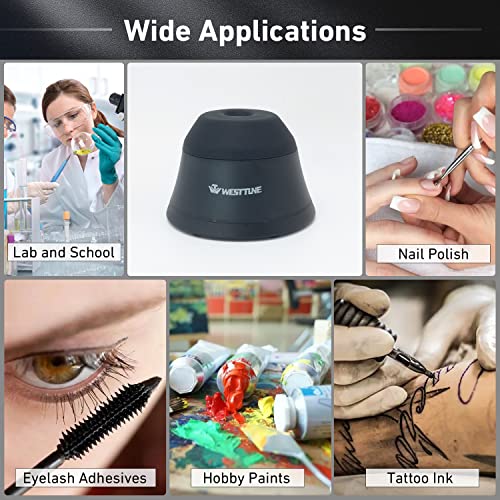 Image of Lab Mini Vortex Mixer 4000rpm High-Speed Paint Shaker & Paint Mixer for Acrylic Paints, Gel Polish, Tattoo Ink, Eyelash Adhesives, Test Tubes & Microtubes | Touch Function Vortexer, Black
