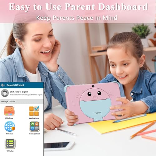 Image of YINOCHE Kids Tablet 10 inch Tablet for Kids Toddlers, 32G Android Kids Tablets with Case, WiFi, Parental Control, Dual Camera, Best Toddler Tablets for Kids Gift for Chidlren (Pink)