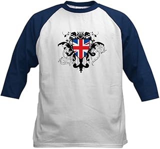 CafePress Stylish United Kingdom Kids Baseball Jersey Kids Cotton Baseball Jersey, 3/4 Raglan Sleeve Shirt Navy/White